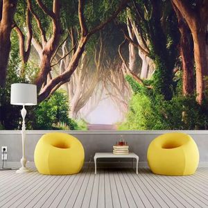 Mural personalizado 3D hermosos árboles de madera paisaje verde pintura de pared creativa sala de estar sofá TV telón de fondo decoración de papel fotográfico