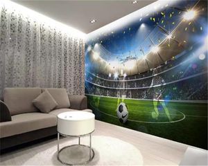 Papier peint Mural personnalisé 3d HD | Grand terrain de Football 3D, papier peint de décoration murale de fond de salon et de chambre à coucher