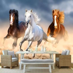 Papier Peint Mural personnalisé 3D Stéréo Cheval Photo Papier Peint Salon TV Canapé Chambre Fond Peinture Murale Papel De Parede 3 D