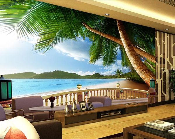 Papier peint mural personnalisé plage coco papier peint pour murs 3 d salon canapé TV toile de fond photo murale