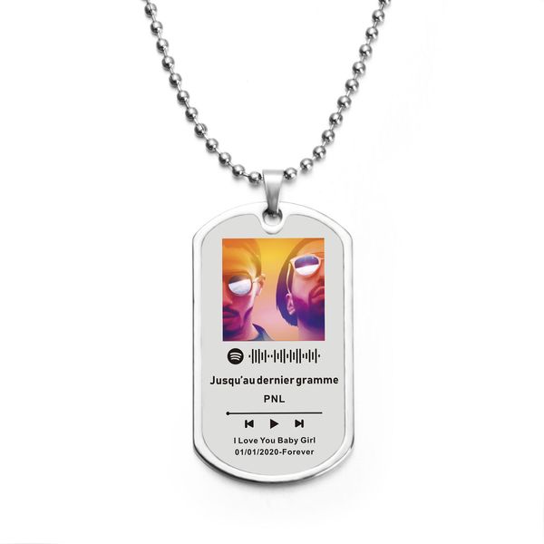 Personnalisé Musique Code Pendentif Collier Couleur Argent Pour Femmes Hommes Perle Chaîne Personnalisé Photo Bijoux Cadeau