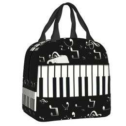 Notes de musique personnalisées avec sac à déjeuner de piano femmes refroidisseur boîte isolée chaude pour enfants travail scolaire pique-nique sacs fourre-tout alimentaire 240226