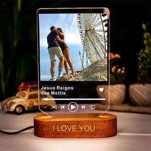 Aangepast muzieknummer Spotify Code Album Cover of Personal Pos Acryl Board Night Lamp Gepersonaliseerde gegraveerde tekst Kerstcadeau 220623