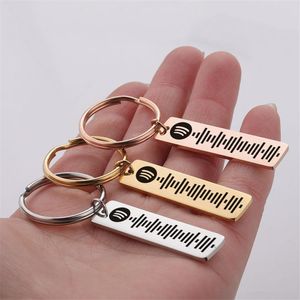 Custom Music Spotify Scan Sleutel Ringen Code Sleutelhanger Voor Vrouwen Mannen Gepersonaliseerde Laser Gegraveerde Song Kerst Sieraden Gift