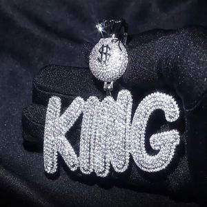 Nom personnalisé A-Z Roud typle lettres pendentif collier Dollar signe charmes pour hommes femmes cadeaux cubique zircone collier Hip Hop Jewelr247U