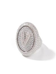 Nom personnalisé A Z Spin Anneaux Iced Out 360 Rotation Ring Cubic Zirconia Diy 14k Diamond Men Women Gift Hip Hop Jewelry1331756