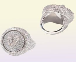 Aangepaste naam A Z spinringen Iced Out 360 Roteerbare ring Cubic Zirconia Diy 14K Diamond Men Women Gift Hip Hop Jewelry999128138104484