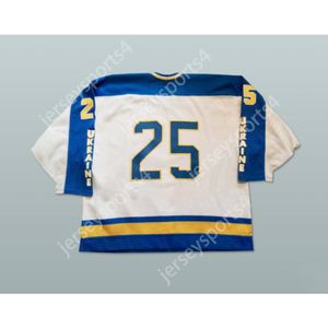 Aangepaste naam en nummer 25 OEKRAÏNE TEAM HOCKEY JERSEY NIEUW Top gestikt S-M-L-XL-XXL-3XL-4XL-5XL-6XL