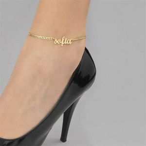 Nom personnalisé bracelet de cheville pour femmes chaîne cubaine plage pieds nus Bracelet bohème bijoux 2023 été accessoires cadeaux d'anniversaire 230719