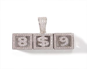 Aangepaste naam AZ enkele stereoscopische vierkante letter hanger ketting ketting goud zilveren zilver zirkon mannen vrouwen hiphop sieraden7009274