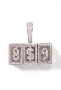 Nom personnalisé AZ unique stéréoscopique lettre carrée pendentif collier chaîne or argent cubique Zircon hommes femmes Hip Hop bijoux 9531202