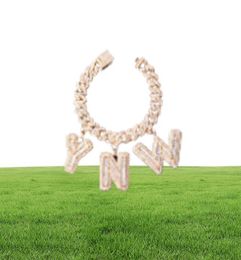 Nom personnalisé lettres de baguette avec bracelet à chaîne cubaine de 10 mm Men039S Zircon Hip Hop Rock Jewelry Remplaçable 2009285466652