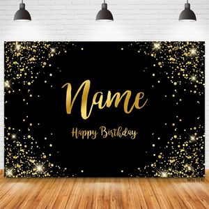 Nombre personalizado negro oro brillo puntos telones de fondo Po Studio nacido bebé cumpleaños fiesta Fondo profesional pografía Props 220614