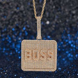 Bloc de nom personnalisé Sqaure Letters Pendant Collier pour hommes Femmes Cadeaux Cumbic Zirconia Collier Hip Hop Jewelry257b