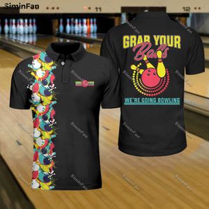 Nom personnalisé Bowling Strike Fire 3d All Over Imprimé Men Polo Polo