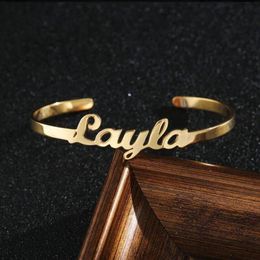 Pulsera con nombre personalizado, brazaletes personalizados para niña y mujer, regalo de joyería de San Valentín, pulseras con placa de identificación de acero inoxidable, nuevo 2020244j