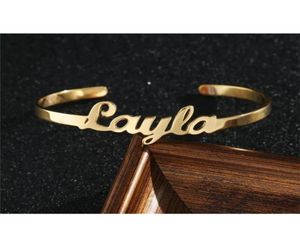 Bracelets de nom personnalisés bracelets pour femmes hommes devis personnalisé lettre bijoux en acier inoxydable types d'or rose bracelets de manchette bff 22418008