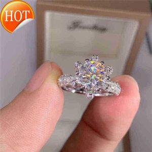 Nom personnalisé certifié 5 carats diamant bague de fiançailles femmes 14 carats en or blanc sterling Sier mariée Moissanite anneaux de mariage X220214