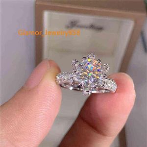 Aangepaste naam gecertificeerd 5 karaat diamanten verlovingsring vrouwen 14K wit goud sterling zilver bruids Moissanite ringen trouwring X22867