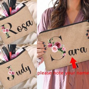 Nombre personalizado Fr Carta Bolsa de cosméticos Despedida de soltera Neceser Bolsas de maquillaje Bolsa con cremallera Organizador de artículos de tocador Regalos de dama de honor 82k8 #