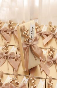 Nom personnalisé Gold Square Wedding Favor Box Box Tolders Tolders Party Candy Boxs Bridal Baby Birthday Festival Package Wholesa2530416