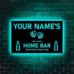 Nombre personalizado Home Bar Signs Lámpara de pared de neón LED de madera personalizado USB Night Light para Beer Pub Letrero de neón Decoración del hogar LT0129 220623