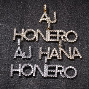 Nombre personalizado Iced Out Letter Collar Hombres Hip Hop Oro Plata Mujeres Letras Collares pendientes Jewerly