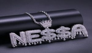 Nom personnalisé bijoux couronne de caution initiales lettres de chaîne colliers pendants micro-pavé collier zircon halloween don1385120