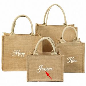 Nom personnalisé Sac de boutique de jute sac à main avec poignée imperméable Sac de rangement à grande capacité Sac-cadeaux persalisés x2f9 #