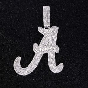 Aangepaste Naam Letter a Iced Out Diamonds Vergulde Solid 925 Sterling Zilveren Moissanite Hangers Charm Hip Hop Sieraden