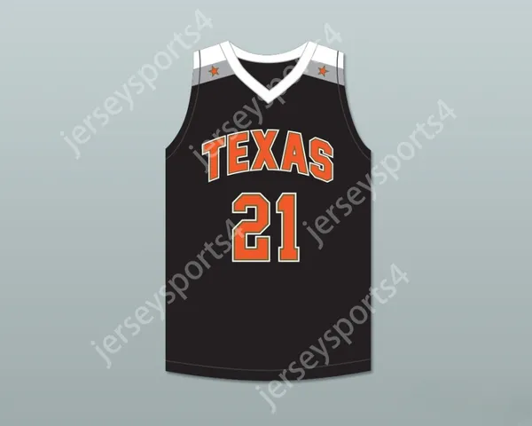 Nom personnalisé Mens Youth / Kids Alex Caruso 21 Texas D1 Ambassadors Aau Black Basketball Jersey 1 Top cousé S-6XL