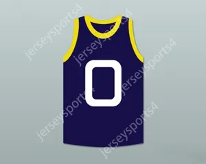 Aangepaste naam heren jeugd/kinderen blanko 0 monstars donkerblauwe basketbal jersey ruimte jam top gestikt s-6xl