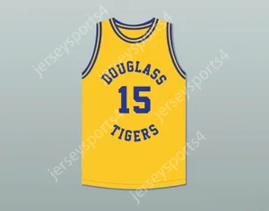 Nom personnalisé Mens Youth / Kids Hal Greer 15 Frederick Douglass Junior et Senior High School Tigers Yellow Gold Basketball Jersey 2 Top cousé S-6XL