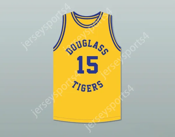 Nom personnalisé Mens Youth / Kids Hal Greer 15 Frederick Douglass Junior et Senior High School Tigers Yellow Gold Basketball Jersey 2 Top cousé S-6XL