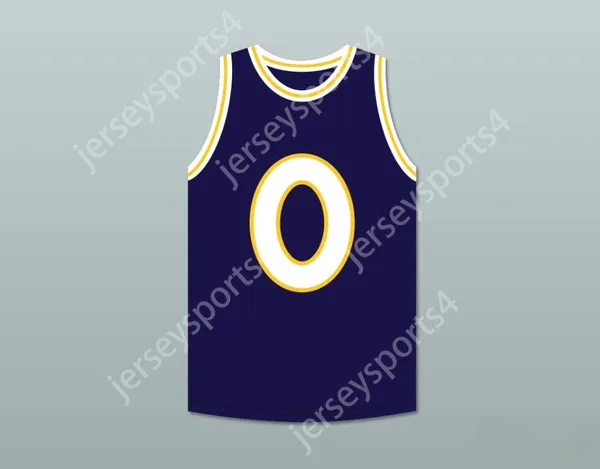 Nom personnalisé Mens Youth / Kids Monstars 0 Jersey de basket-ball bleu foncé Hit Em High Top Centred S-6XL