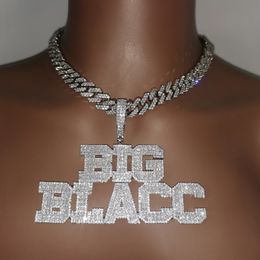 Collier de nom personnalisé AAA Zirconia Baguette Lettres avec Big Hoop Cubanchain Pendant pour hommes Femmes Hip Hop Jewelry 240507