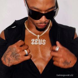 Aangepaste naam ketting ketting CZ diamanten hiphop straatmode sieraden Cubaanse link Iced Out brief hangers voor mannen