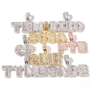 Nom personnalisé collier cadeau personnel Baguette lettres pendentif chaîne glacé Rock bonbons lettres pendentif collier bijoux cadeau 262o