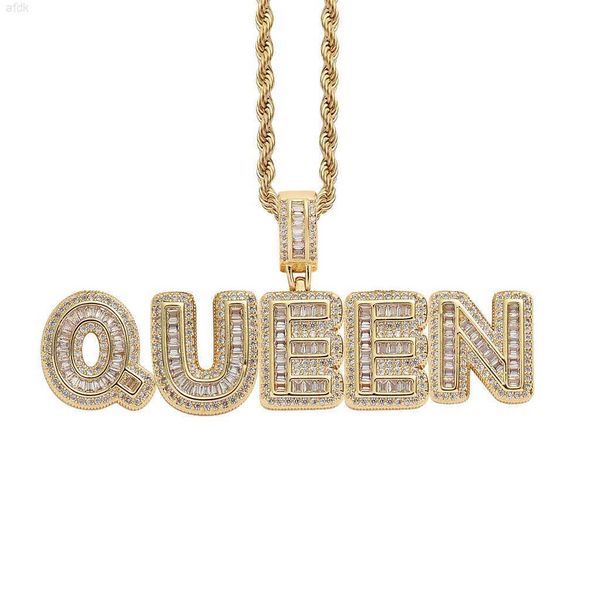 Nom personnalisé collier personnalisé collier glacé Zircon lettres plaqué or hommes Hip Hop collier chaîne Rock bijoux pendentif