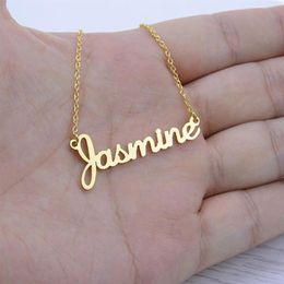 Nom personnalisé collier vintage écriture réelle Signature pendentif collier femmes hommes tour de cou bijoux amitié cadeau pour Her284d