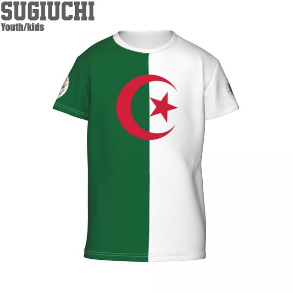 Numéro de nom personnalisé Algeria Flag Emblem 3D T-shirts pour enfants jeune garçon / fille Tees Jersey Soccer Football Fans T-shirt