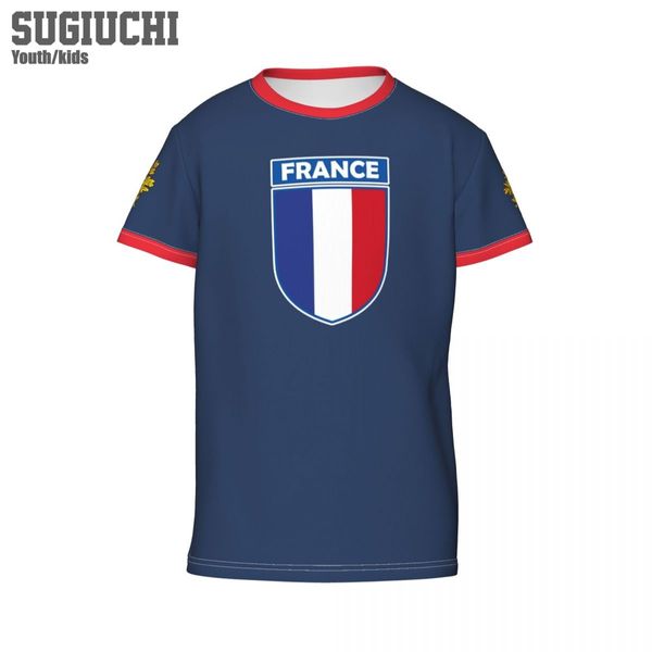 Numéro de nom personnalisé France Flag Emblem 3D T-shirts pour enfants jeune garçon / fille Tees Jersey Soccer Football Fans T-shirt