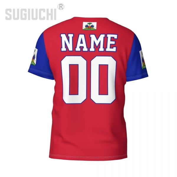 Nombre personalizado Número de la bandera de Haití Camisetas 3D ropa para hombres Mujeres Tees Jersey Soccer Football fan de regalo Camiseta