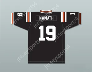Numéro de nom personnalisé Joe Namath 19 Beaver Falls High School Tigers Black Football Jersey 3 Top cousé S-6XL