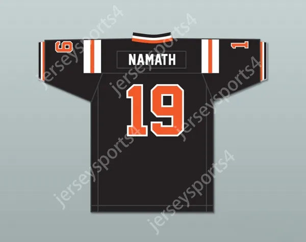 Numéro de nom personnalisé masculin Joe Namath 19 Beaver Falls High School Tigers Black Football Jersey 1 Top cousé S-6XL