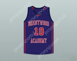 Numéro de nom personnalisé pour hommes / enfants Darius Garland 10 Brentwood Academy Eagles Jersey de basket-ball bleu foncé 2 Top cousé S-6XL