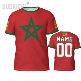 Nom de nom personnalisé Morocco Flag Emblem 3D T-shirts Vêtements pour hommes Femmes T-T-T-T-Soccer Fan de football Fans de football T-shirt
