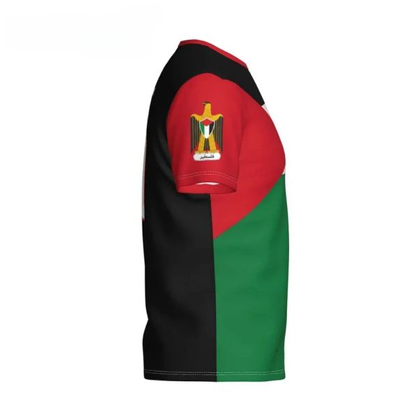 Numéro de nom personnalisé Palestine Flag Emblem 3D T-shirts Vêtements pour hommes Femmes T-Tees Jersey Soccer Football Fans T-shirt