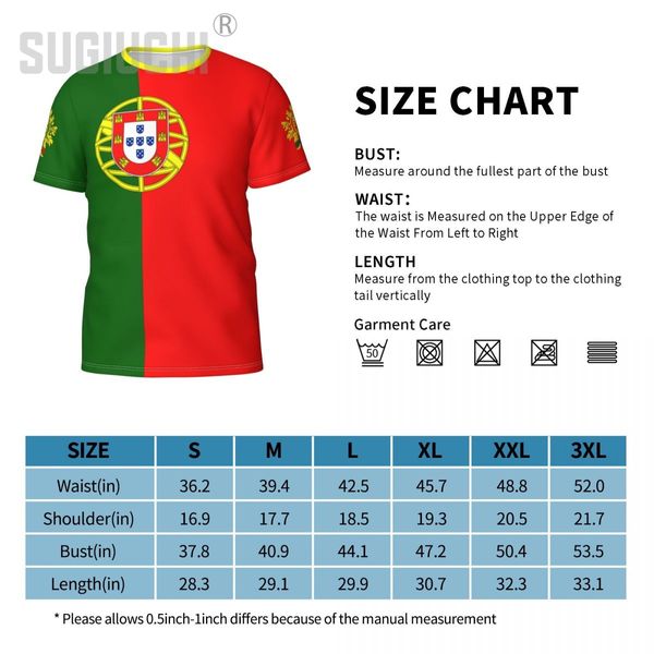 Numéro de nom personnalisé Portugal Flag Emblem 3D T-shirts Vêtements pour hommes Femmes T-T-T-T-Soccer Fan de football Fans de football T-shirt