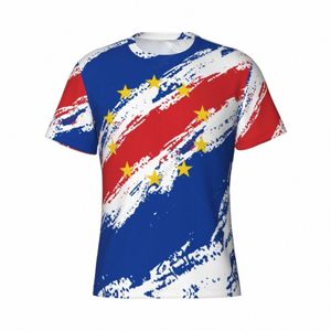 Nom personnalisé Nunber Cap-Vert Drapeau Couleur Hommes Sports serrés T-shirt Femmes Tees pour les fans de football de football v9rJ #